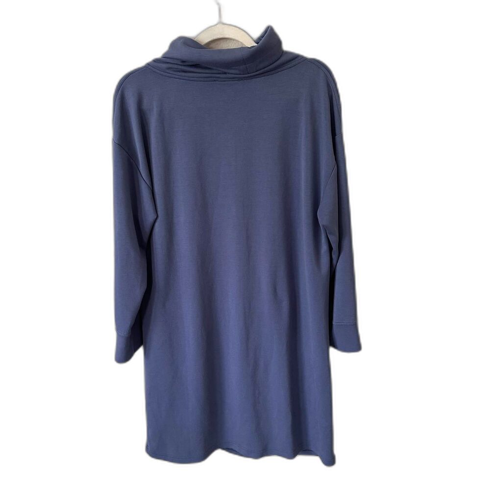 Cynthia Rowley Cowl Neck Lace-Up Knit Dress Slate Blue Large Loungewear Cozy - Picture 2 of 8